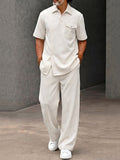 Urban Leisure Slit Hem Polo Shirt and Pants Set