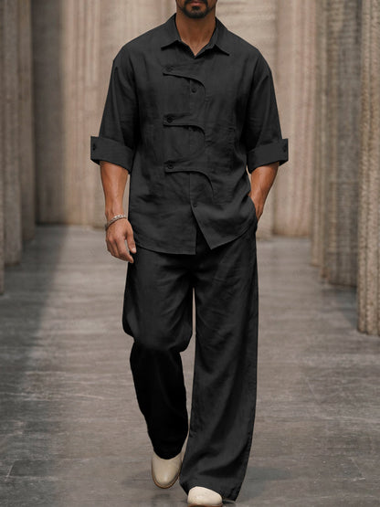 Unique Designer Button Placket Shirt Pants Set