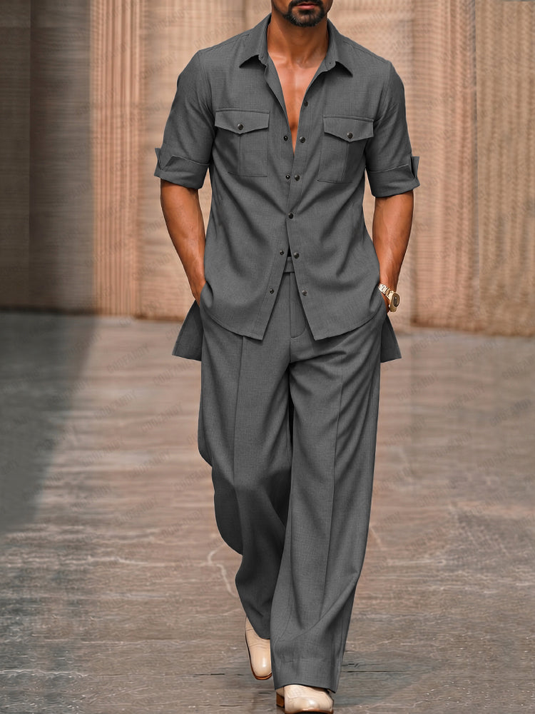 Modern High-Low Hem Shirt and Pants Set