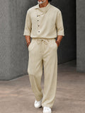 Urban Casual Button Accent Shirt Pants Set