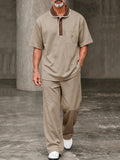 Comfort Luxury Contrast Collar Polo Pants Set