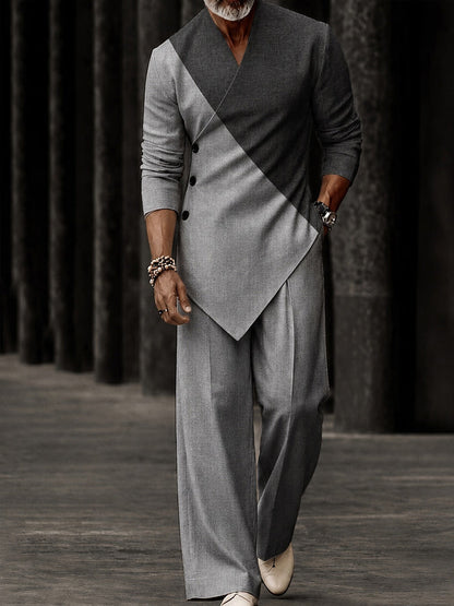 Stylish Colorblock Asymmetrical Hem Matching Set
