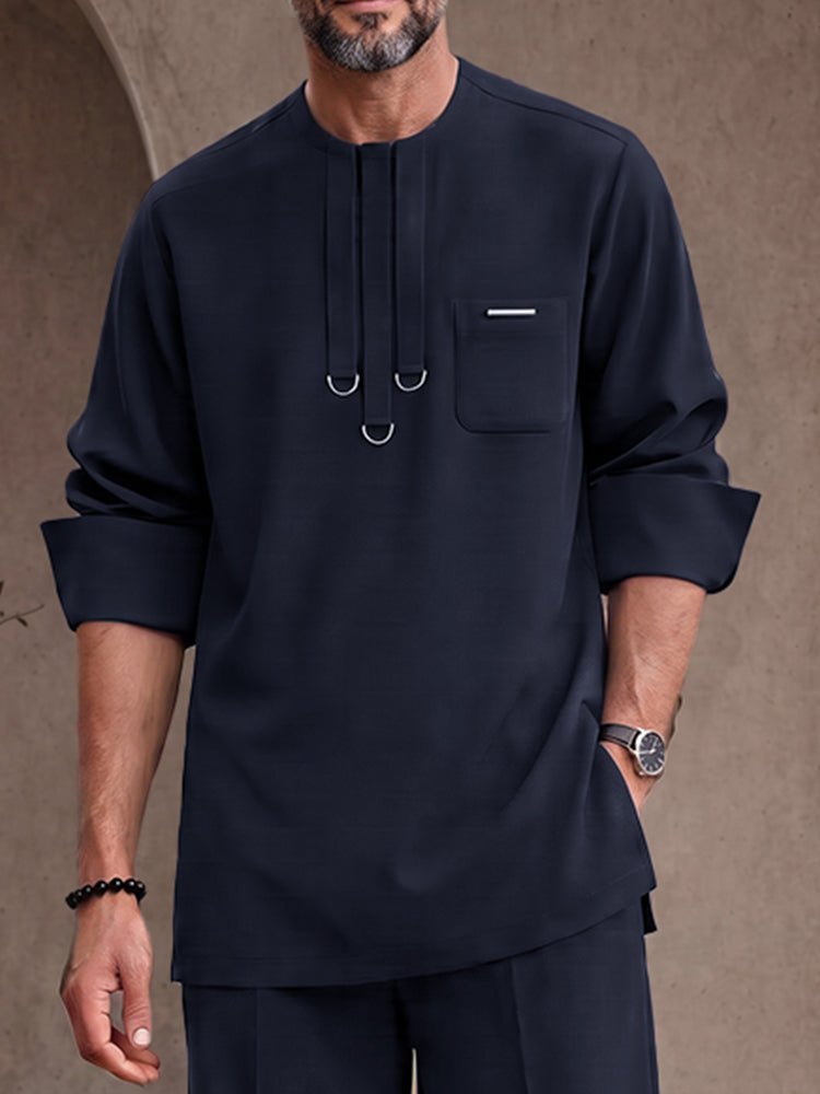 Utility Casual D-Ring Details Shirt Pants Set