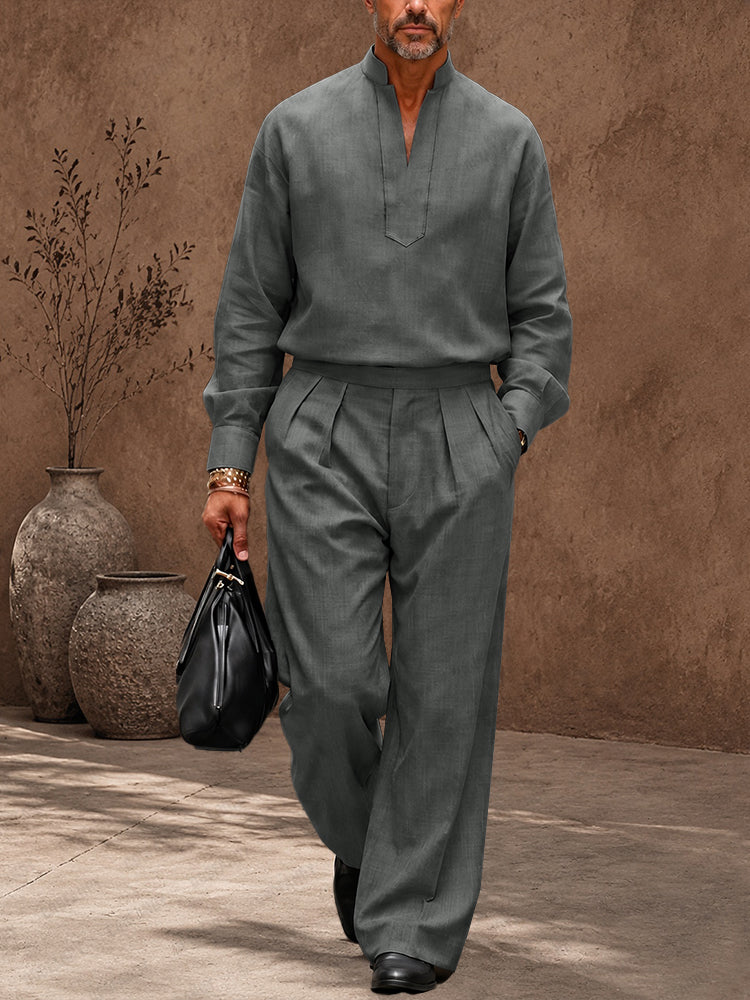 Minimalist Luxury Mandarin Collar Matching Set