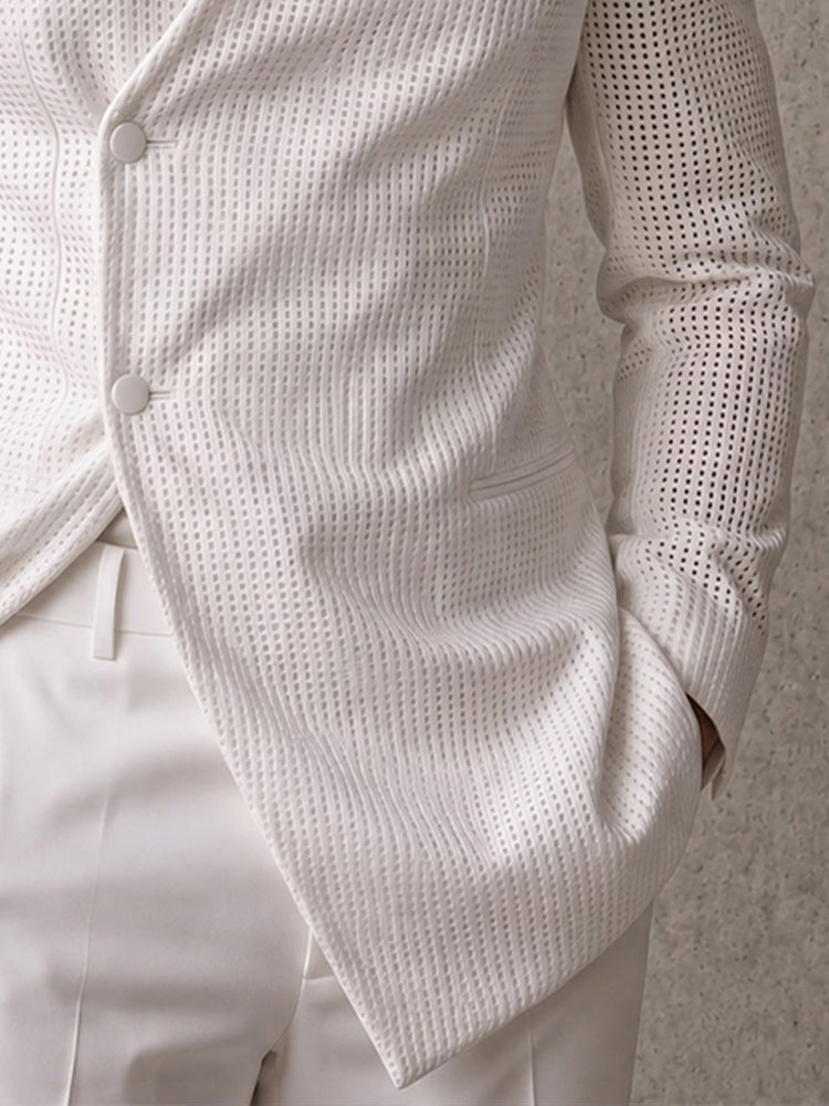 Smart Casual Shoulder Pads Hollow-Out Blazer