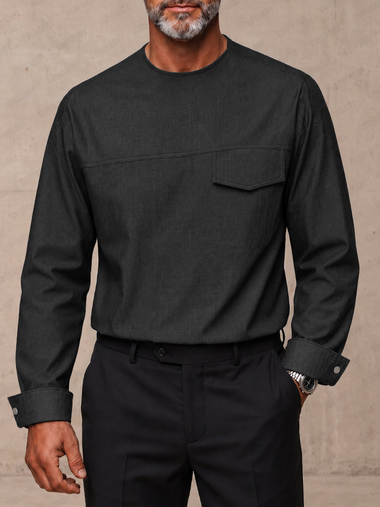 Effortless 100% Cotton Denim Long Sleeve Top
