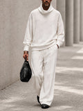 Casual Relaxed Turtleneck Sweatshirt Pants Set