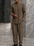 Smart Casual Half-Zip Placket Tunic Shirt Set