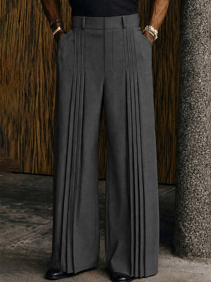 Polished Casual Front-Pleat Design Suit Pants