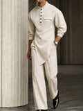 Trendy Casual Asymmetric Hem Shirt Pants Set