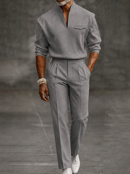 Quiet Luxury Structured Shoulder Top Pants Set
