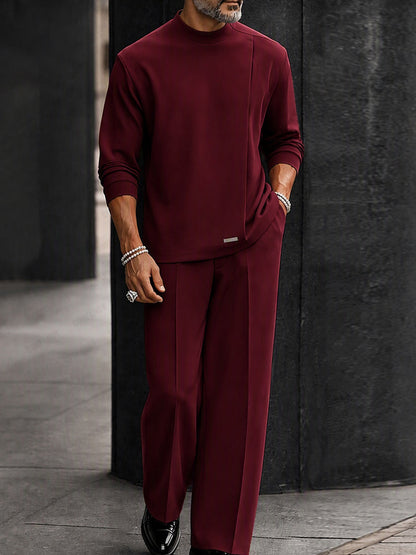 Smart Casual Pleated Design Top Pants Set