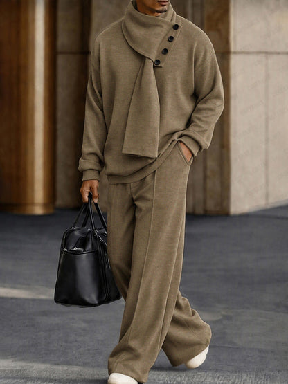 Modern 3-in-1 Detachable Scarf Top Pants Set