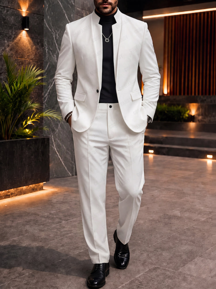 Smart Casual Fake Two-Piece Blazer Pants Set