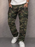 Casual Camo Print Elastic Waist Cargo Pants