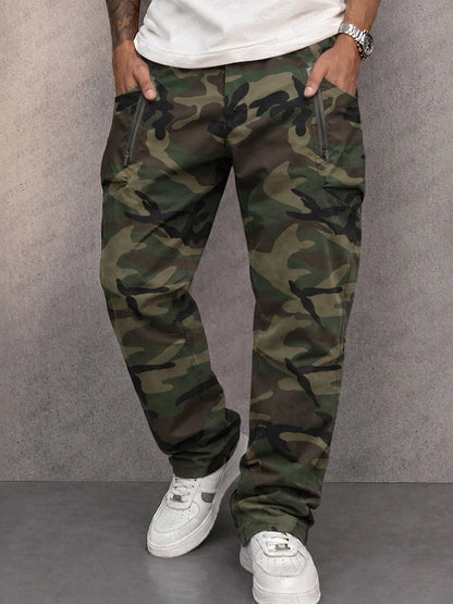 Casual Camo Print Elastic Waist Cargo Pants