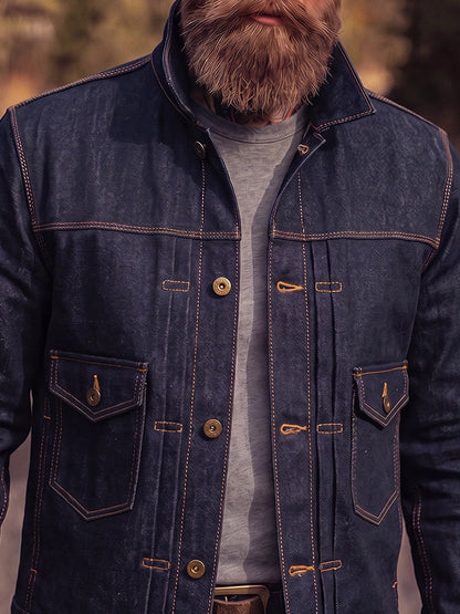 Vintage Contrast Stitch Denim Trucker Jacket