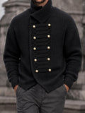 Casual Double Breasted Turtleneck Knit Cardigan