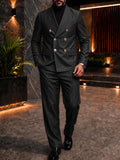 Denim-look Double Breasted Suit Set