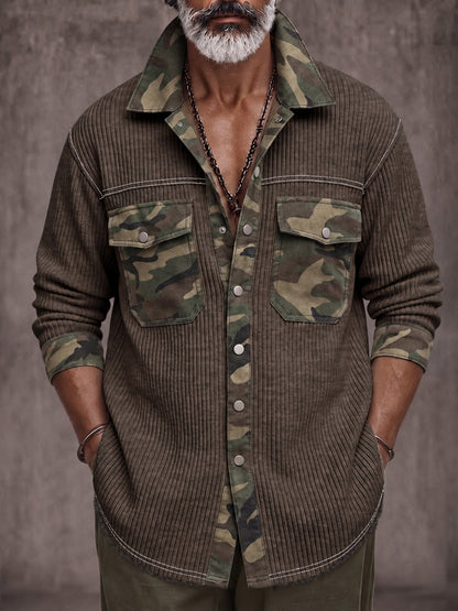 Utility Tactical Camo Patchwork Knit Shirt