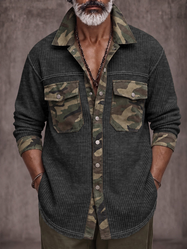 Utility Tactical Camo Patchwork Knit Shirt