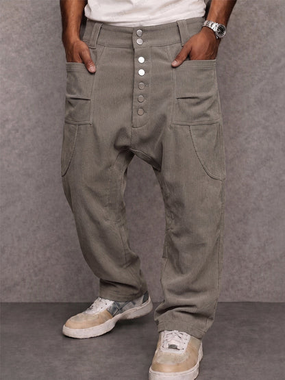 Casual Street Style Drop Crotch Corduroy Pants