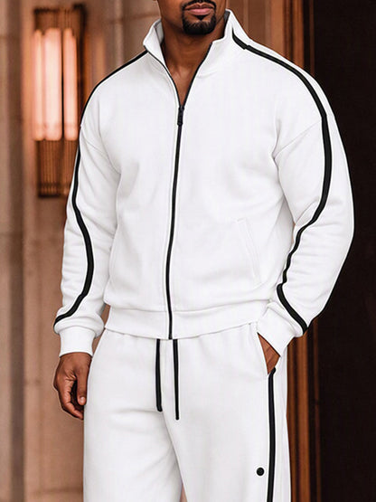 Fashion Contrast Piping Tracksuit Set
