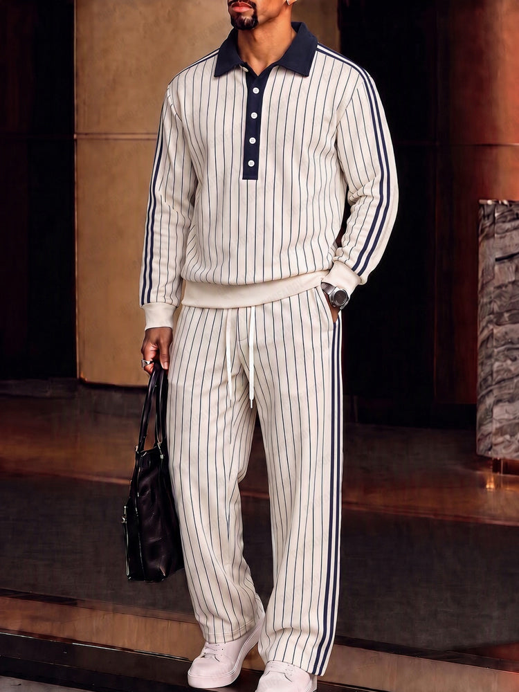 Stylish Commuter Style Contrast Stripe Matching Set