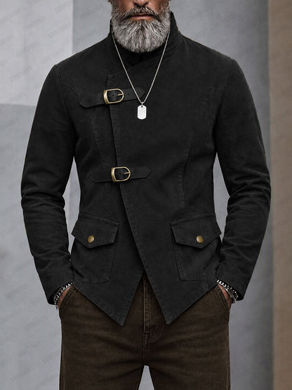 Urban Punk Convertible Collar Faux Suede Jacket