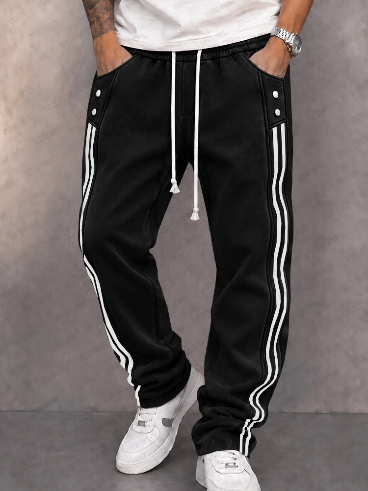 Casual Faux Suede Side Stripe Jogger Pants