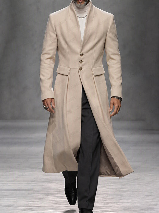 Refined Formal Tweed Long Overcoat