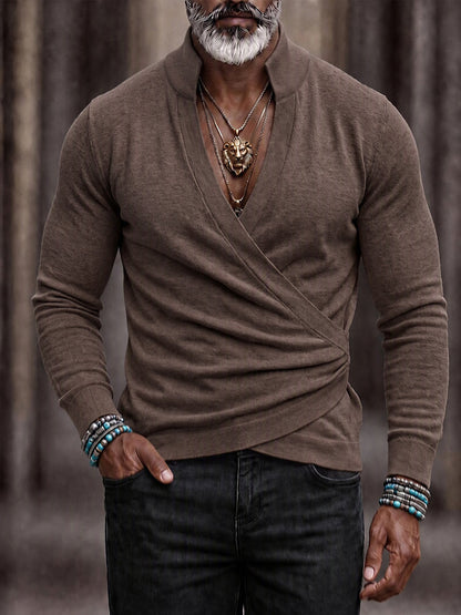 Casual Versatile Wrap V-Neck Slim Fit Top