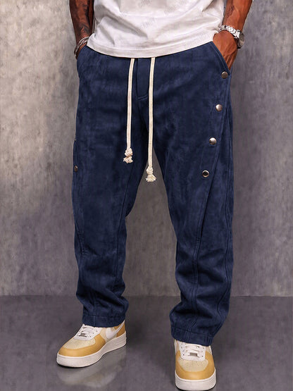 Elevated Casual Button Detail Suede Pants