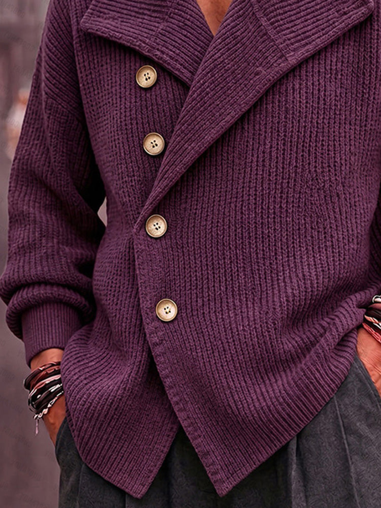 Chunky Shawl Collar Button Knit Cardigan