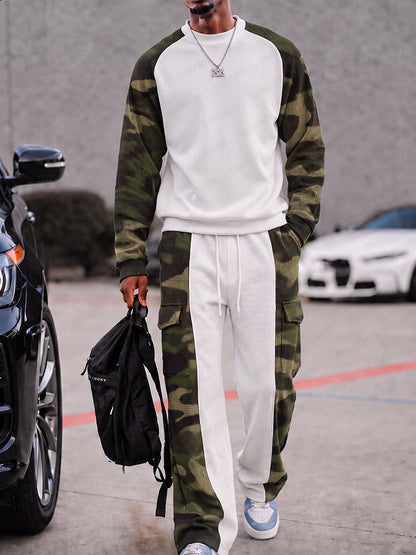 Street Style Camo Panel Waffle Sports Set
