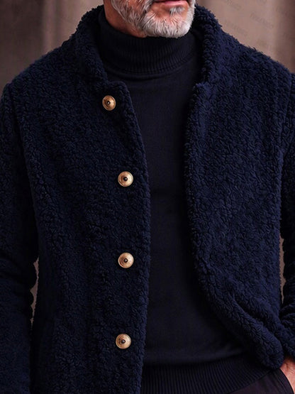 Ultra-soft Fleece Button Front Long Coat