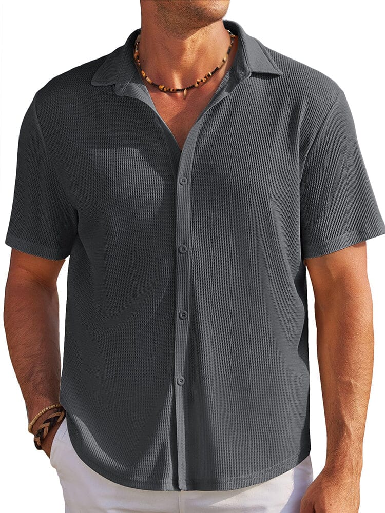 Casual Waffle Knit Button Down Shirt (US Only)