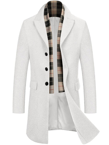 Wool Blend Coat with Detachable Plaid Scarf (US Only)