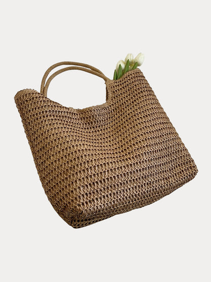 Boho Simple Large Capacity Woven Straw Tote Bag