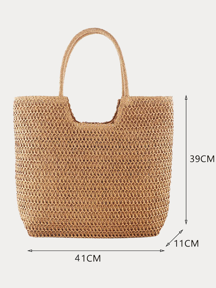 Boho Simple Large Capacity Woven Straw Tote Bag