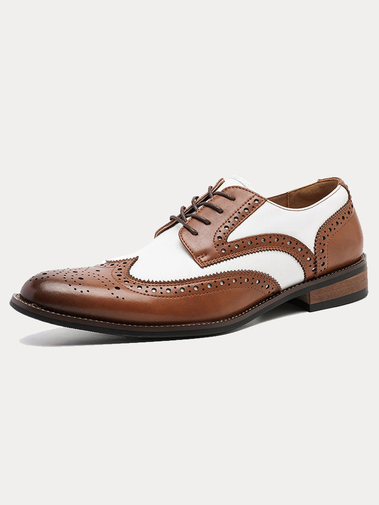 Two-Tone Wingtip Brogue Derby Dress Shoes