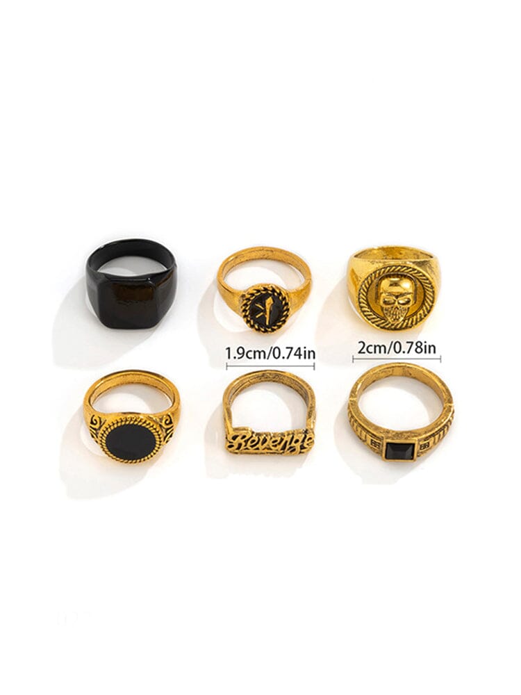 6Pcs Skull Stacking Rings Set