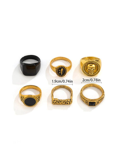 6Pcs Skull Stacking Rings Set