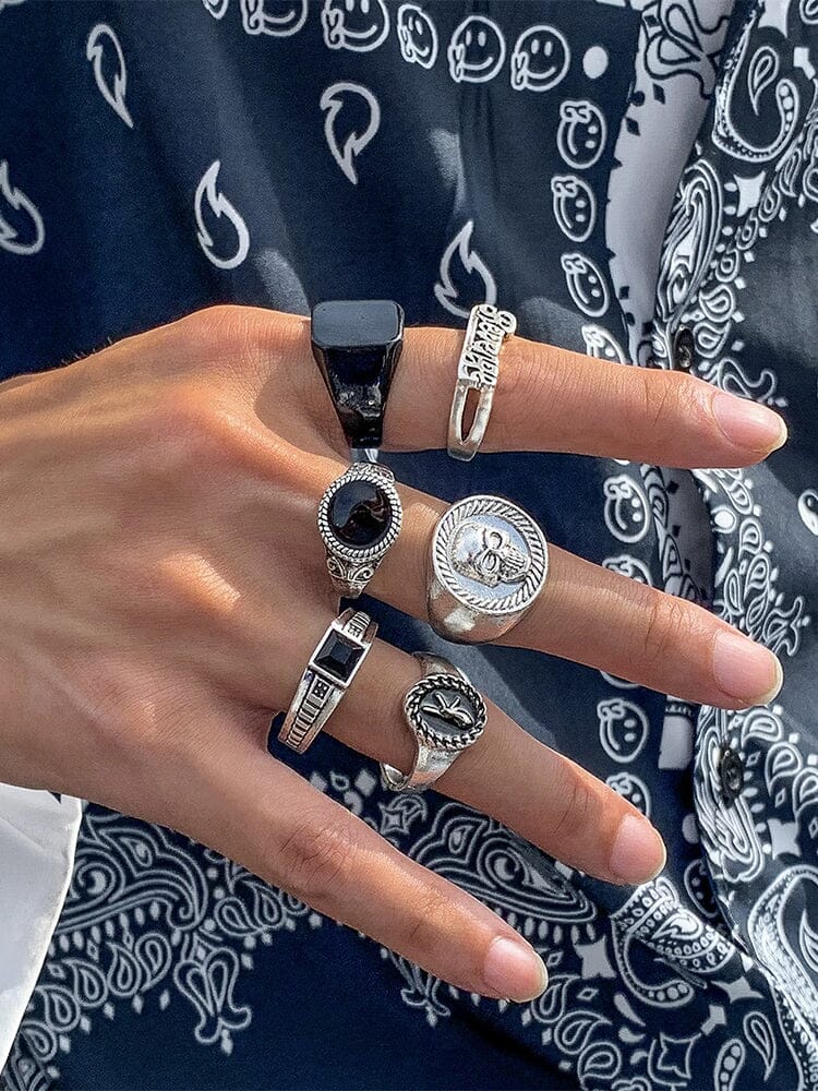 6Pcs Skull Stacking Rings Set