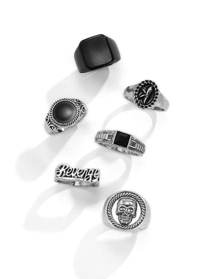 6Pcs Skull Stacking Rings Set