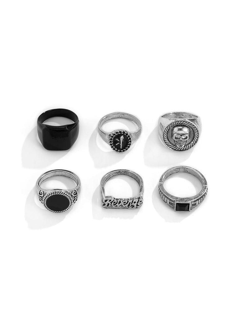 6Pcs Skull Stacking Rings Set