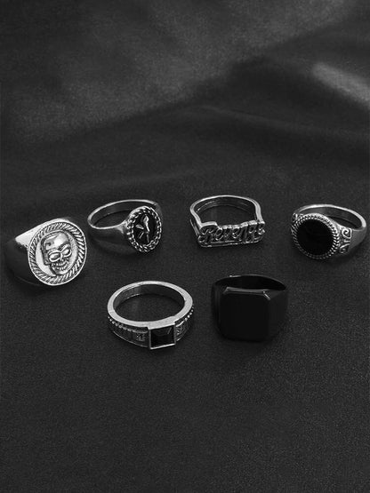 6Pcs Skull Stacking Rings Set