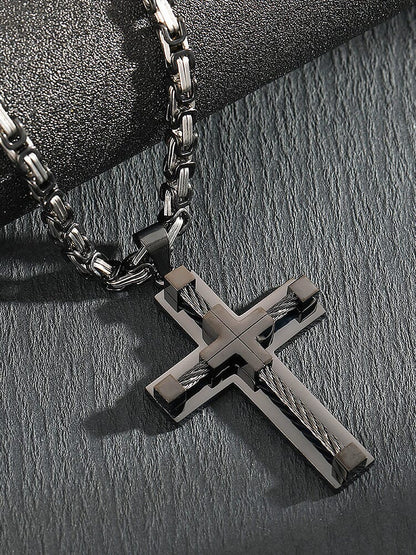 Gothic Alloy Cross Pendant Necklace