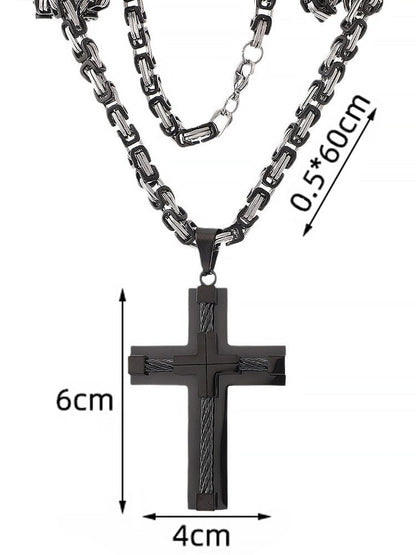 Gothic Alloy Cross Pendant Necklace
