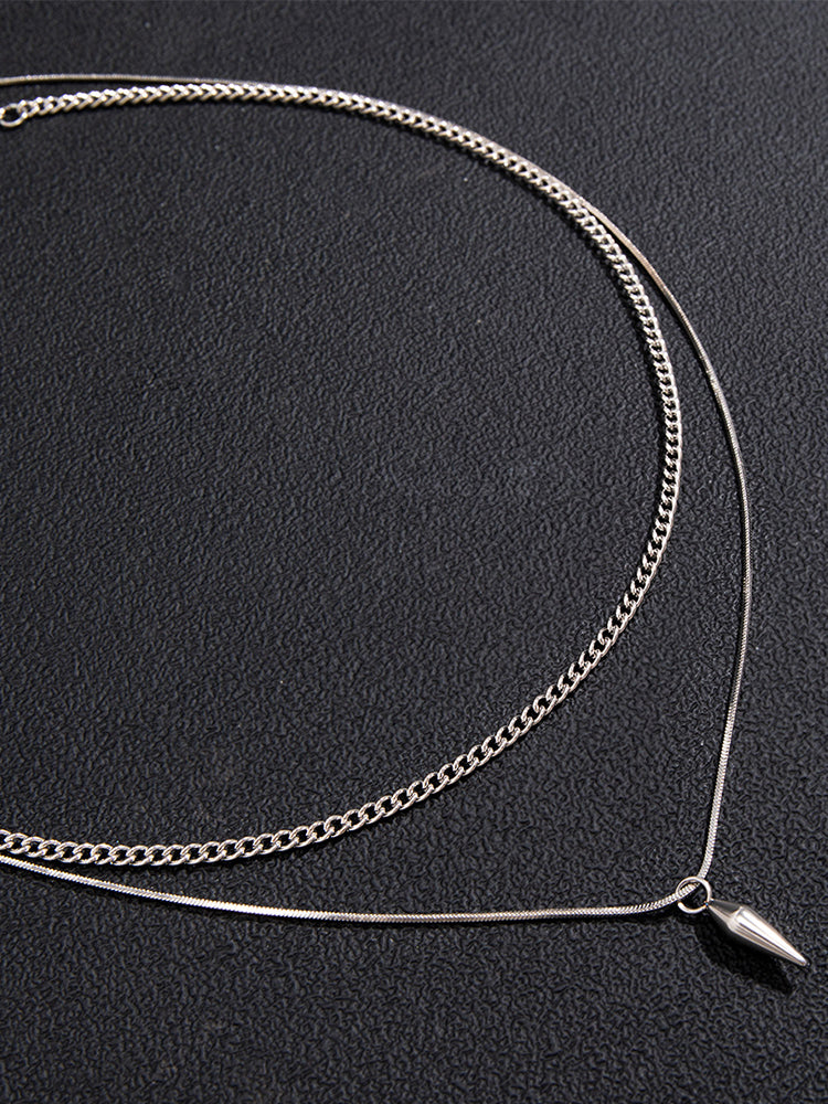 2Pcs Punk Rivet Pendant Necklace Set